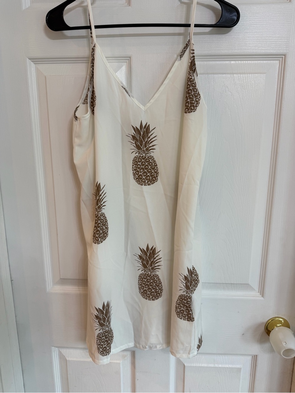 SHEIN Cream and Brown Pineapple Slip Dress